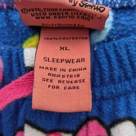 Woman’s Rare Vintage Hello Kitty Fleece PJ Pants | XL | Royal Blue - Picture 4 of 6